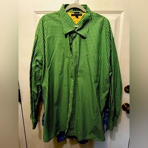 Men’s Tommy Hilfiger 2x dress shirt green checkered used once and dry cleaned